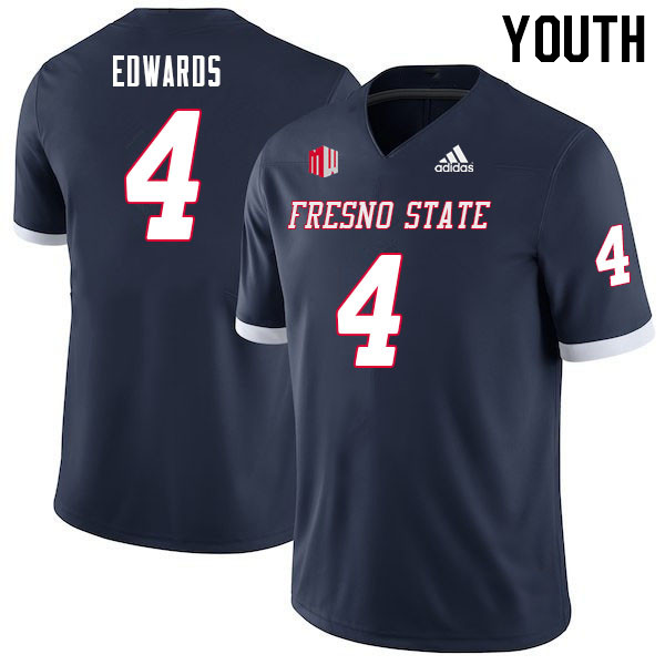 Youth #4 Emoryie Edwards Fresno State Bulldogs College Football Jerseys Sale-Navy